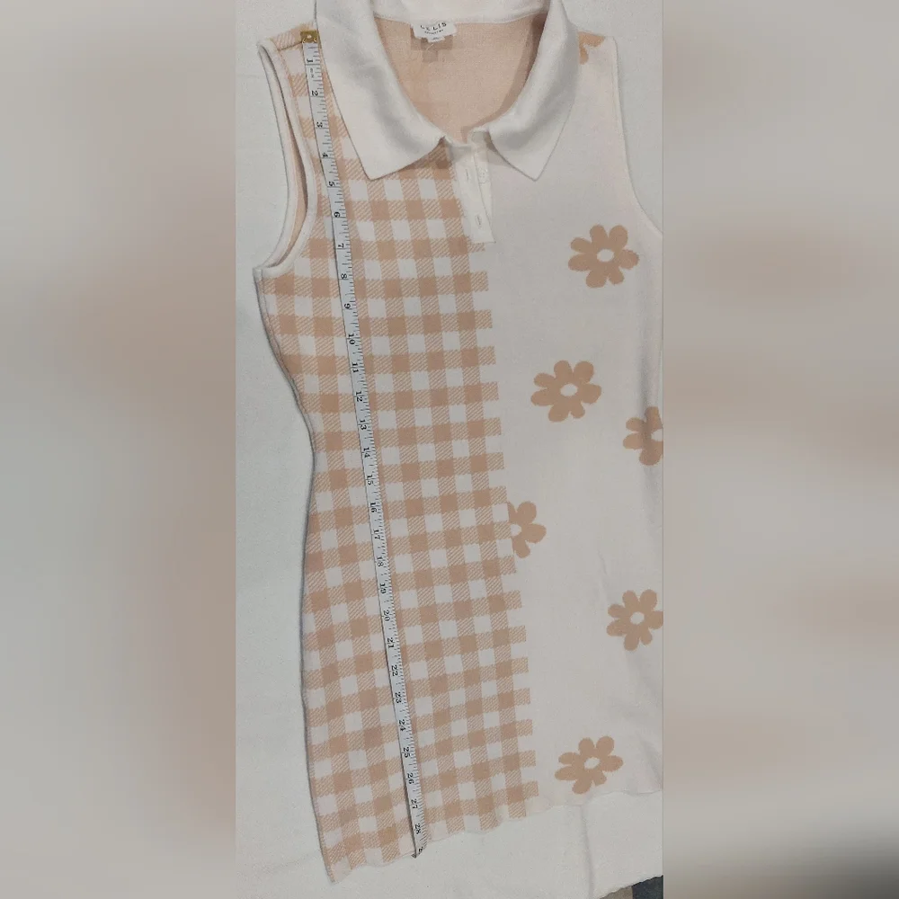 Le Lis Cream and Tan Embellished Sheath Mini - Picture 6 of 7